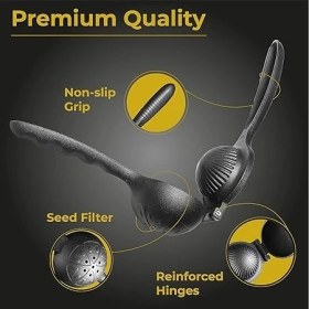 Resim Limon Sıkacağı Metal Döküm Manuel Profesyonel Narenciye Portakal Pressi Çekirdek Filtreli Meyve Suyu 