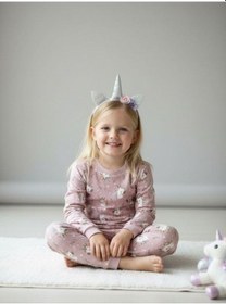 Resim Kız Çocuk Pamuklu Baskılı Pijama Takımı-16834 Mor 