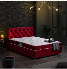Resim Setaymobilya Baza, Vita Çift Kişilik Bordo Baza + Başlık + Comfort Yatak 