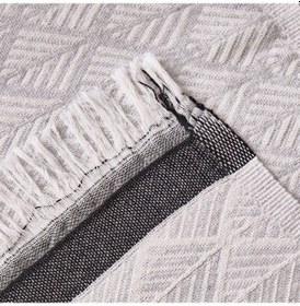 Resim Soft Geometrik Desenli Koltuk Şalı - Gri - 130x170 Cm Renkli 