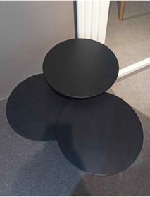 Resim Simillo Home&Living Wood Siyah 3’lü Set Mantar Yan Sehpa Fiskos Çiçeklik Decorative 