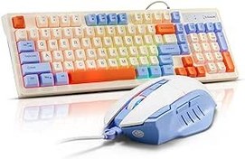 Resim Oyun klavyesi ve fare combo, 104 tuşları Light Up bilgisayar klavyesi, kablolu klavye fare seti PC MAC Xbox Gamer için 
