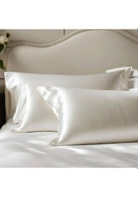 Resim Antibakteriyel Terletmeyen İpek Saten Yastık Kılıfı 2'li 50x70 Beyaz Çok Renkli 