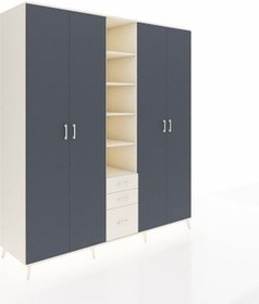 Resim Kronos Dolap 17 Raflı 3 Çekmeceli 4 Kapaklı 220x59x243 Aytaşı-antrasit/aytaşı Antrasıt/aytası - Aytası 