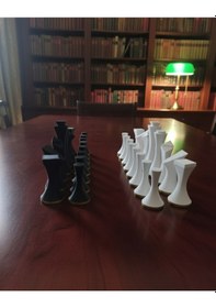 Resim Modern Minimalist Tasarım Satranç Taşları Seti 3d Baskı Pla Malzeme Tam İki Takım 