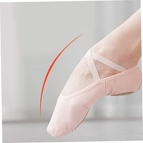 Resim SHOWERORO Yetişkinler İçin Bale Dans Ayakkabıları Nefes Alabilen Bale Ayakkabıları Çapraz Elastik Bant Rahat Tabanlı Pratik Yoga Jimnastiği İçin 