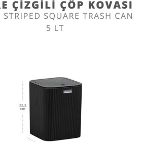 Resim 25 x 30 Mina Siyah Çizgili Kare Çöp Kovası Plastik Okyanus Home Siyah Tr 5 L Okyanus Mutfak Eşyalar 