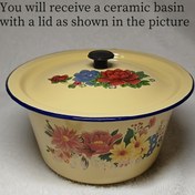 Resim Kapaklı Vintage Emaye Kase Seti - Nostaljik Çiçek Deseni, Çizilmeye Karşı Dayanıklı, Dolma, Makarna, Karıştırma ve Baharatlama İçin İdeal, Makarna Hazırlığı | Vintage Emaye | Dekoratif Kapak Tutacakları, Vintage Mutfak Dekoru 