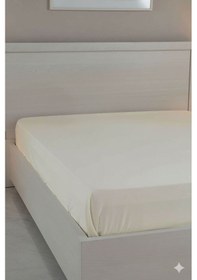 Resim %100 Pamuk Ranforce Premium Çift Kişilik Çarşaf - Krem Krem 