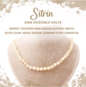 Resim Deniz Doğal Taş Sertifikalı Sitrin 6 Mm Düğümlü Doğal Taş Kolye 