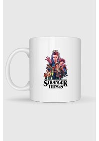 Resim Stranger Things Karakterler Baskılı Kupa Bardak Beyaz 