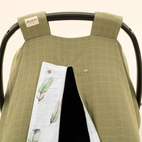 Resim Puset Örtüsü - Çift Taraflı - Koyu Fıstık Yeşili Muslin - Yeşil Tüy 