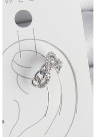 Resim Pirinç Gümüş Renk Zirkon Taşlı Zincir Sonsuzluk Model Kadın Kıkırdak Küpe - Tj-bkp10553 Çok Renkli 