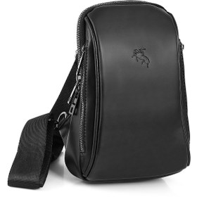Resim Polo Air Erkek Omuz Çantası Çapraz Göğüs Ve Sırt Çantası Body Bag Siyah Vegan Deri Etn-72-s 