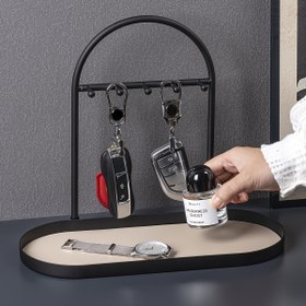 Resim Modern Metal Anahtarlık & Düzenleyici - Anahtarlar, Saatler, Takılar için Çoklu Kancalı Oval Giriş Tepsisi - Banyo, Masaüstü Depolama, Şık Ev Sahipleri için Dayanıklı Çok Amaçlı Dekoratif Ürün, Toz Kaplama Bitişli, Minimalist Tasarım, Sağlam Yapı, Saat Sergileme, Banyo Depolaması, Tezgah Üstü Aksesuar 