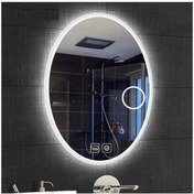 Resim GLOBAL LED MIRROR 80x100 Cm Makyaj Aynalı Dokunmatik Tuşlu Buğu Yapmayan Ledli Elips Banyo Aynası 