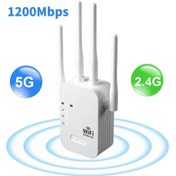 Resim 1200 Mbps Wifi Tekrarlayıcı Kablosuz Genişletici Wifi Güçlendirici 5g 2.4g Çift 1200mbps 4 Antenna Bize Fiş 