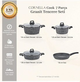 Resim Cornella Cook 7 Parça Granit Tencere Seti Gri 