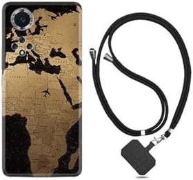 Resim kilifland Huawei Nova 9 ile Uyumlu Kılıf Silikon Desen Boyun Askılı Map Planet 1656 