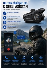 Resim Y50 Bluetooth Kask Kulaklığı Motosiklet İnterkomu 1800mah Batarya 60 Saat Kullanım Ipx6 Mikrofonlu Kulaklık 