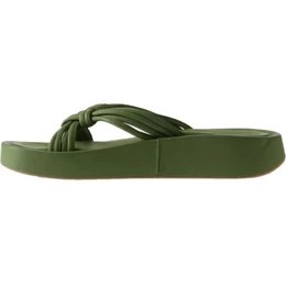 Resim Bueno Shoes Yeşil Deri Kadın Dolgu Topuklu Terlik 