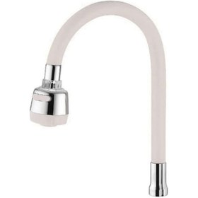 Resim Renkli Silikonlu Oynar Başlıklı 2 Fonksiyonlu Spiral Musluk Başlığı - Beyaz 4832 