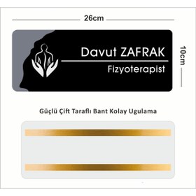 Resim zafrakreklam Ofis Kapı İsimliği, Yönlendirme Levhası Antrasit 26X10Cm Fizyoterapist ÖZELLEŞTİRİLEBİLİR İSİM 