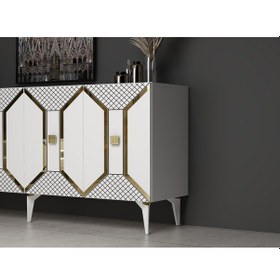 Resim Elegancee 19cm Sehpa,tv Ünitesi Mobilya Ayağı 5 Adet Beyaz-altın 