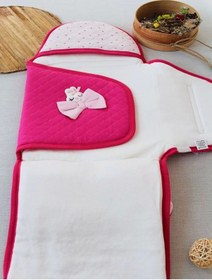 Resim Yenidoğan Açılır Kucaklı Fiyonk Detay Ayaklı Kız Bebek Kundak Pembe Pembe 