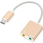 Resim Type-C Harici Ses Kartı 3.5 MM Kulaklık ve Mikrofon Girişli Gold 