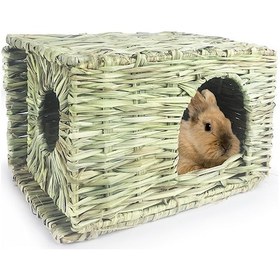 Resim Tenfowee Küçük Evcil Hayvanlar İçin Katlanabilir Çayırlı Yuva - Doğal Malzeme, Diş Sağlığı İçin Çiğneme Oyuncağı, Kafese Sabitlenebilir 30x22x20 Cm 