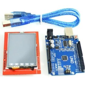 Resim Arduino Uno R3 + 2.4'' Tft Lcd + Adaptör + Usb Kablo 