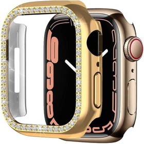 Resim Apple Watch 44 Mm Uyumlu Kasa Koruyucu Taşlı Renkli Sert Pc 360 Tam Koruma Ekran Koruyucu Gard 05 Rose Gold 