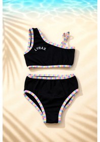 Resim Beniizle Lyrax Baskılı Kız Çocuk Bikini Takımı Siyah 