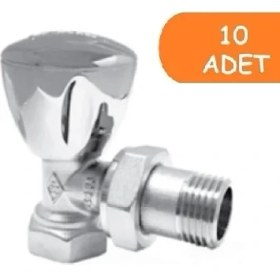 Resim 10 Adet Eca Rv3 1/2 Köşe Radyatör Valfi Krom Kaplamalı Petek Havlupan Vanası 602120749 