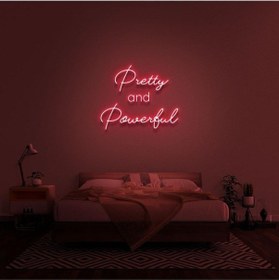 Resim Pretty And Powerful Yazılı Neon Tabela Kırmızı 
