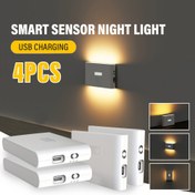 Resim 4 Adet LiHangStar Akıllı Sensörlü Gece Lambası, Hareket Algılama Özellikli USB Şarjlı LED Duvar Aydınlatması Uzaktan Kumandalı, İç Mekanda Enerji Tasarruflu Yatak Odası Koridor Mutfak Dolap Işığı - Kolay Kurulum Tak ve Kullan, Şebeke Gücünden Bağımsız Cihazlarla Tam Uyumlu Ev Otomasyonu (Akıllı Ev Sistemi) İdeal Yaşlı İnsanlar & Emniyet Aydınlatması İçin 