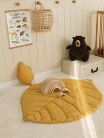 Resim Dear Deer Love Oyun Halısı - Hardal Yaprak Oyun Minderi 