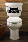 Resim Tilki Dünyası Kedicik Klozet Kapağı ve Banyo Sticker 