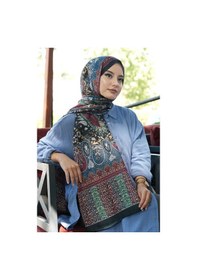 Resim Afvente Karma Motif Desen İndigo Soft Pamuk Şal Çok Renkli 