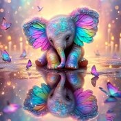 Resim 1 adet Canlı 5D Elmas Boyama Fil & Kelebekler - Renkli Akrilik Tuval Sanat, Çerçevesiz, 20.07x20.07cm, Başlangıçlar ve Hobiler için İdeal, Kelebek Tuval Sanat | Canlı Tuval Sanat | Detaylı El Sanatları, Kelebek Dekoru 