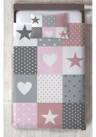 Resim Mekta Home Bebek Ve Çocuk Odası Soft Yıldız Ve Kalp Desenli Yatak Örtüsü Renkli 