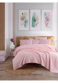 Resim Ecocel Pike Örtü Çift Kişilik 200x230cm Karde Pudrapembe Pudrapembe 