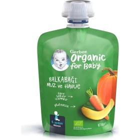 Resim Gerber Organik Balkabaklı Muzlu Havuçlu Meyve Püresi 90 gr (4 Adet) 