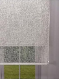 Resim donatti perde OLYMPOS Serisi – Kırçıl Desenli Çift Mekanizmalı Beyaz Tül Açık Gri Stor Perde 50 x 200 