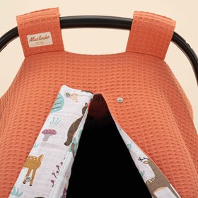 Resim Puset Örtüsü - Çift Taraflı - Turuncu Petek - Orman 