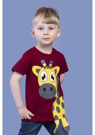 Resim Toontoy Kids Toontoy Erkek Çocuk Zürafa Baskılı Tişört Bordo 