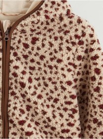 Resim LC Waikiki GÜLİS GİYİM'DEN Pembe Kapüşonlu Leopar Desenli Kız Çocuk Pelüş Mont 