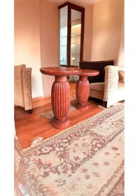 Resim Ahşap Mantar Sehpa 2li Set Maun Renk Yan Sehpa Takımı - Wooden Coffee Table - Zigon Sehpa Seti Maun 