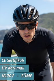 Resim GLASWEN Bisiklet Güneş Gözlüğü Uv Korumalı Silikon Burunlu Rüzgar Koruyucu Bisikletçi Gözlük Füme 